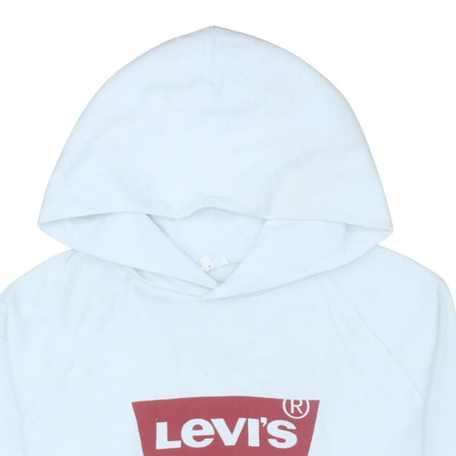 Levi's Women White Hoodie Medium Pullover Cotton Logo Casual