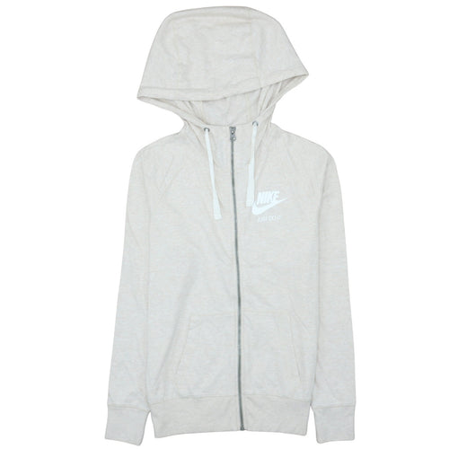 Nike Womens Beige Full Zip Hoodie Medium Organic Cotton Blend