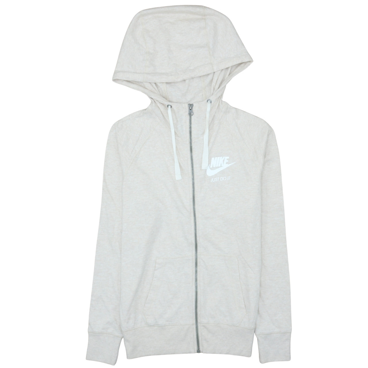 Nike Womens Beige Full Zip Hoodie Medium Organic Cotton Blend