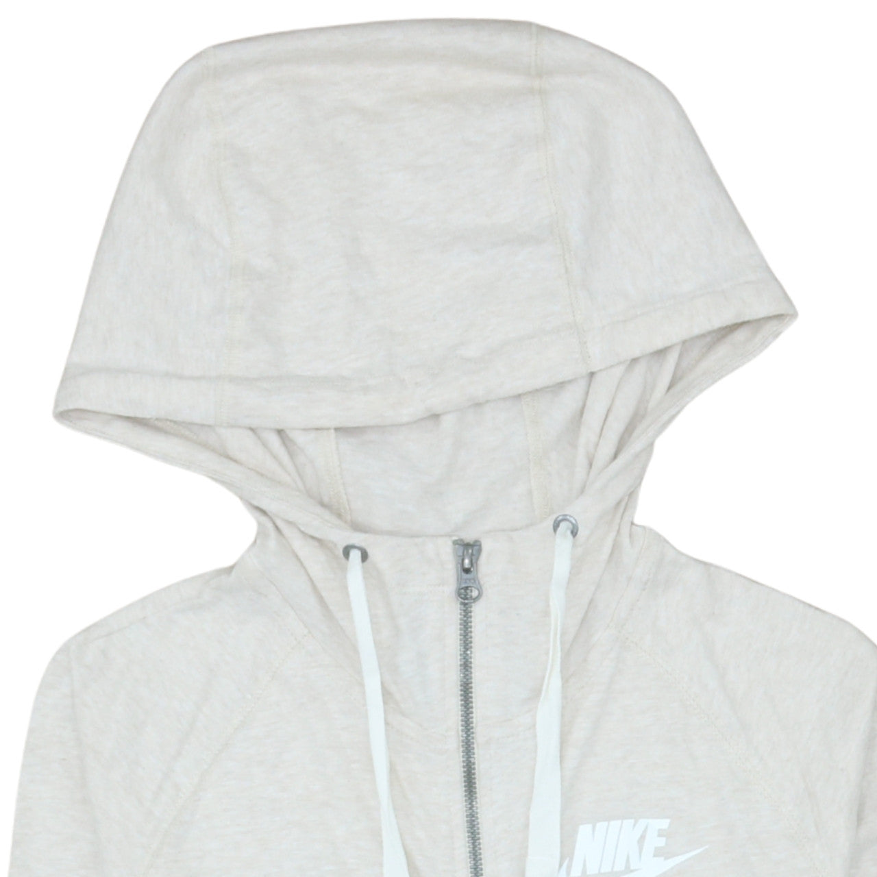 Nike Womens Beige Full Zip Hoodie Medium Organic Cotton Blend