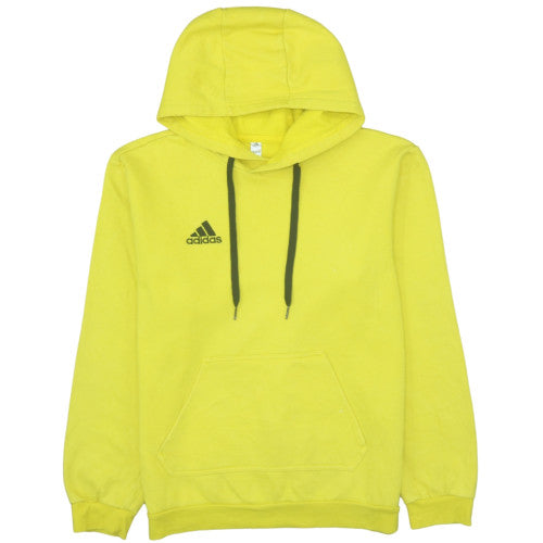 Adidas Men's Yellow Pullover Hoodie L Regular Fit Sports Fleece