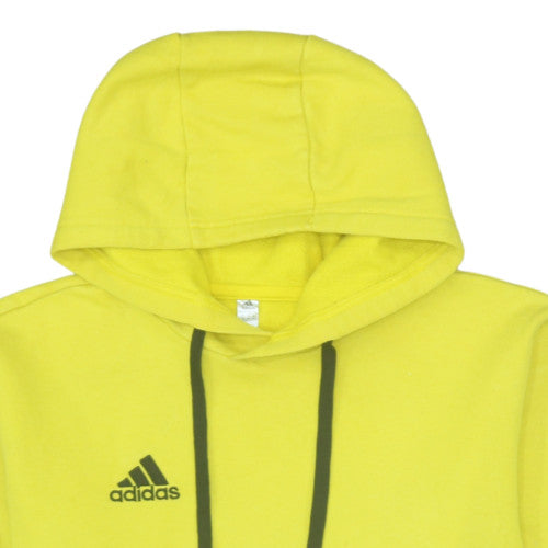 Adidas Men's Yellow Pullover Hoodie L Regular Fit Sports Fleece