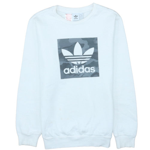 Adidas Boys White Camo Logo Crew Neck Pullover Sweatshirt 13-14 Years