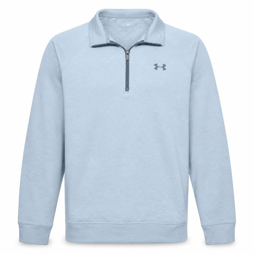 Front view of Under Armour Men's Blue 1/4 Zip Fleece Sweatshirt, size M