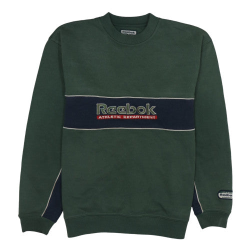 Reebok Men's Green Pullover Sweatshirt S Crew Neck Retro Athletic
