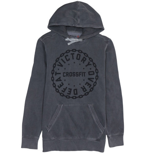Reebok Mens Grey Pullover Hoodie M CrossFit Graphic Fleece