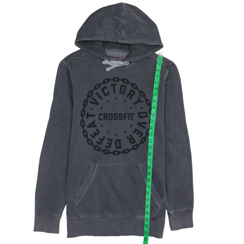 Reebok Mens Grey Pullover Hoodie M CrossFit Graphic Fleece