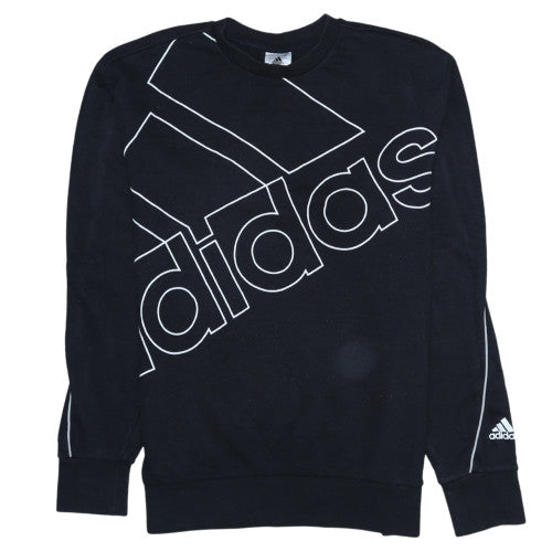 Adidas Men's Black Small Pullover Logo Sweatshirt Crew Neck Sportswear