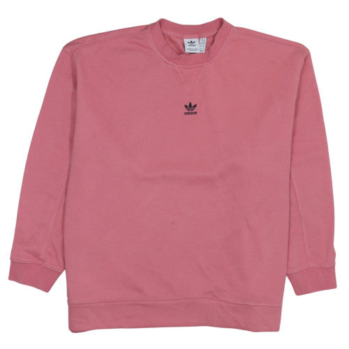 Adidas Womens Pink Crew Neck Pullover Sweatshirt L Casual Logo Cotton