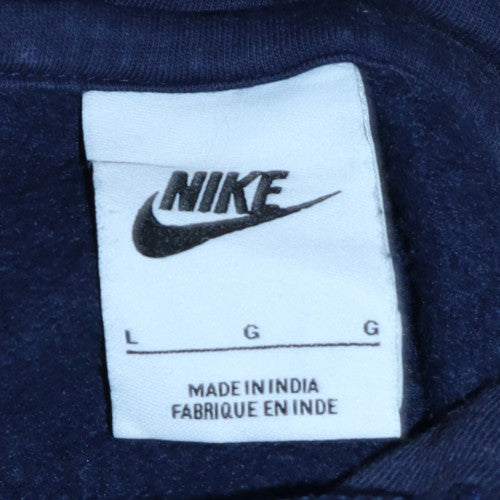 Nike Men Blue Pullover Hoodie L Regular Fit Fleece Sweatshirt