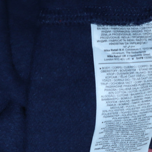 Nike Men Blue Pullover Hoodie L Regular Fit Fleece Sweatshirt