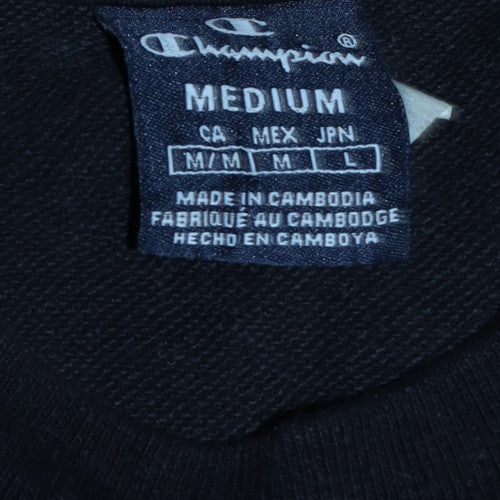 Champion Mens Black Medium Crew Neck Logo Tape Sweatshirt