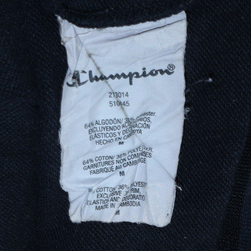 Champion Mens Black Medium Crew Neck Logo Tape Sweatshirt