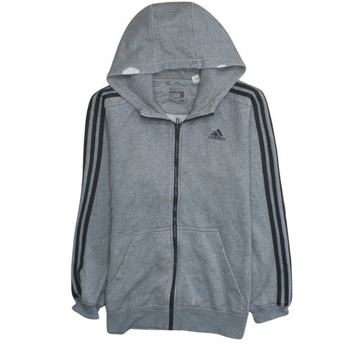 Adidas Men Grey Full Zip Hoodie Medium Sports Essentials
