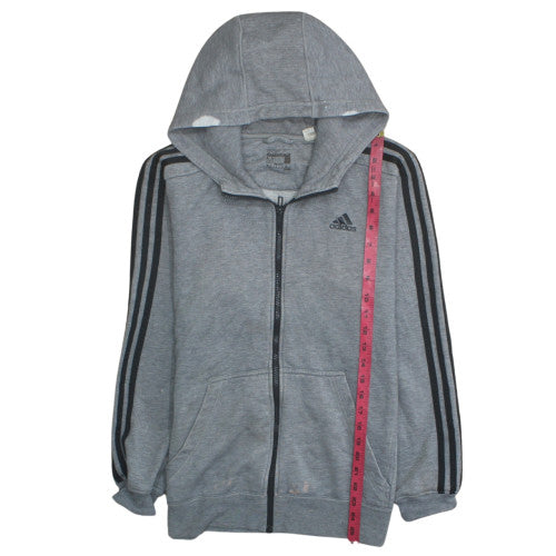 Adidas Men Grey Full Zip Hoodie Medium Sports Essentials