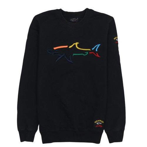 Paul & Shark Yachting Men's Black Small Embroidered Crew Neck Sweatshirt