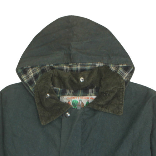 Country & Leisure Wear Mens Green XL Waxed Hooded Coat