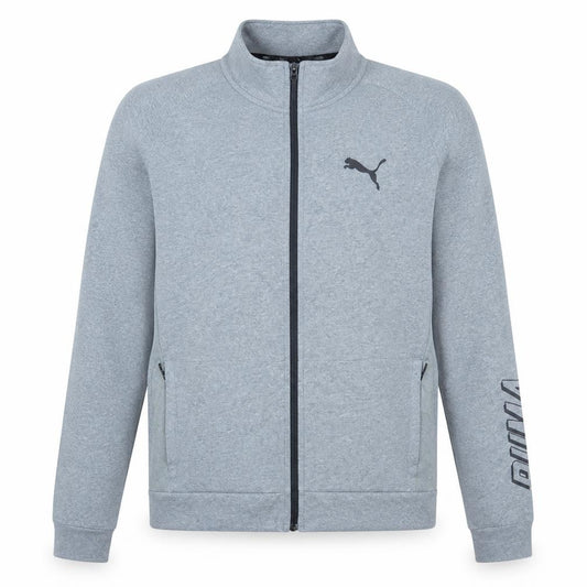 Front view of Puma Men's Grey Full Zip Track Jacket, size M, Regular Fit