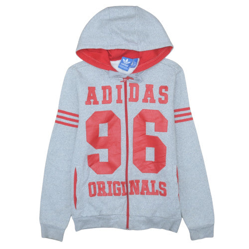 Adidas Originals Men's Grey Red Full Zip Hoodie Size S