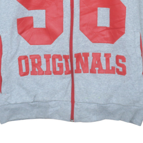 Adidas Originals Men's Grey Red Full Zip Hoodie Size S