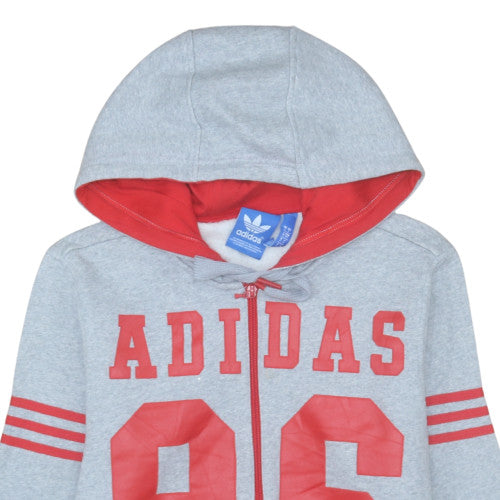 Adidas Originals Men's Grey Red Full Zip Hoodie Size S