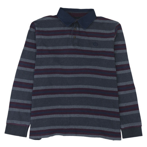 Marks and Spencer Blue Harbour Men's Blue Large Striped Collared Sweatshirt