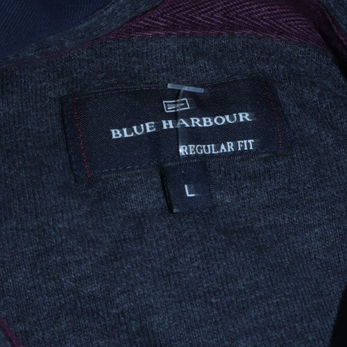 Marks and Spencer Blue Harbour Men's Blue Large Striped Collared Sweatshirt