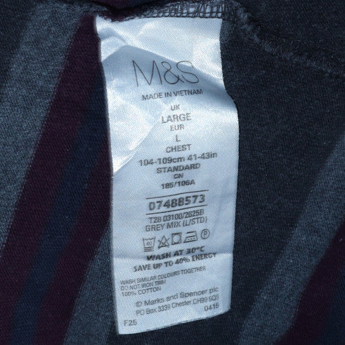 Marks and Spencer Blue Harbour Men's Blue Large Striped Collared Sweatshirt