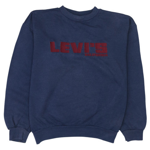 Levi's Women's Navy Blue Crew Neck Pullover Sweatshirt L Logo Print
