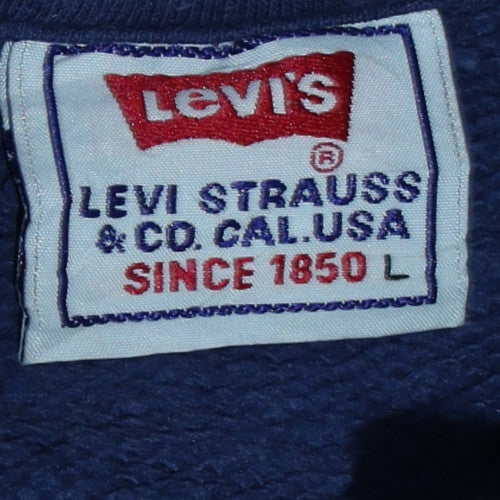 Levi's Women's Navy Blue Crew Neck Pullover Sweatshirt L Logo Print