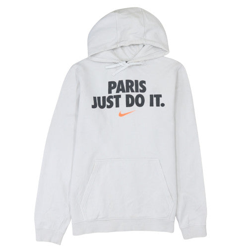 Nike Mens White Pullover Hoodie M Logo Graphic Fleece Sportswear