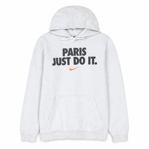Nike Mens White Pullover Hoodie M Logo Graphic Fleece Sportswear