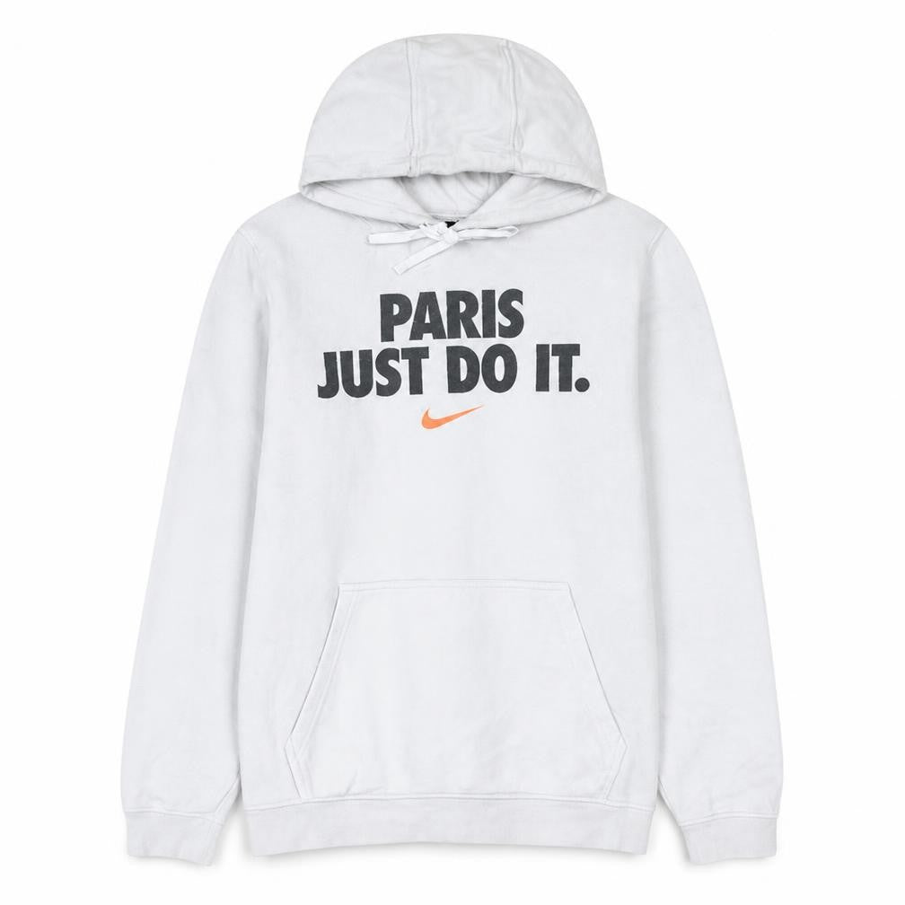 Nike Mens White Pullover Hoodie M Logo Graphic Fleece Sportswear