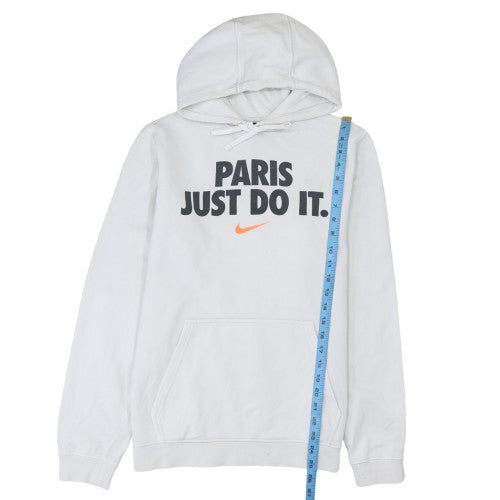 Nike Mens White Pullover Hoodie M Logo Graphic Fleece Sportswear