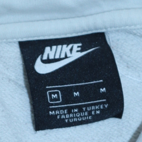 Nike Mens White Pullover Hoodie M Logo Graphic Fleece Sportswear