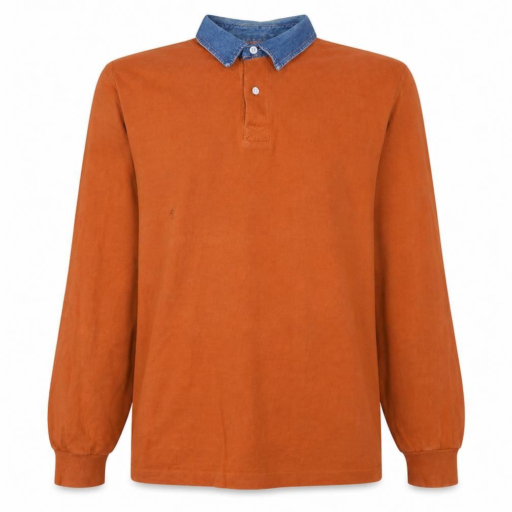 Front view of Luomo Sport Men's Brown XL Collared Henley Sweatshirt