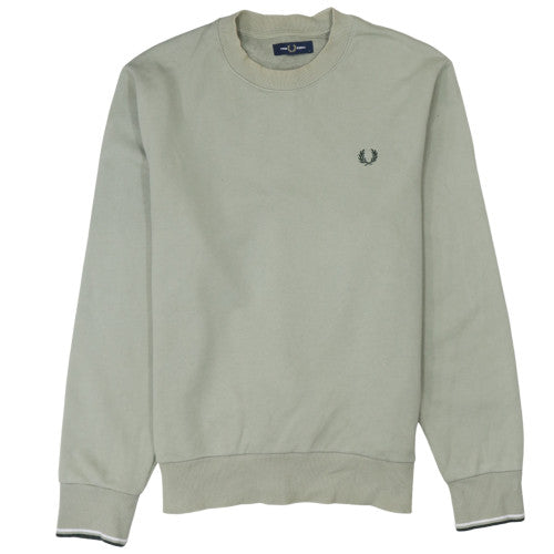 Fred Perry Men's Beige Crew Neck Cotton Sweatshirt Size L