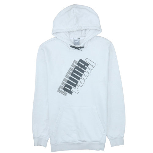 Puma Men's White Medium Pullover Hoodie with Graphic Logo