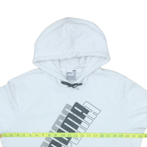 Puma Men's White Medium Pullover Hoodie with Graphic Logo