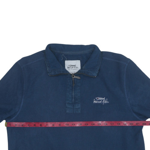 Weird Fish Mens Blue 1/4 Zip Fleece Sweatshirt Medium
