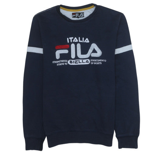 Fila Men's Blue Pullover Sweatshirt M Crew Neck Logo Sportswear