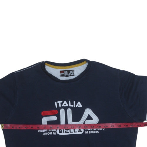 Fila Men's Blue Pullover Sweatshirt M Crew Neck Logo Sportswear