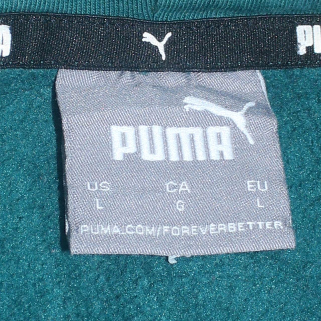 Puma Women's Green Pullover Hoodie Size L Logo Cotton Blend