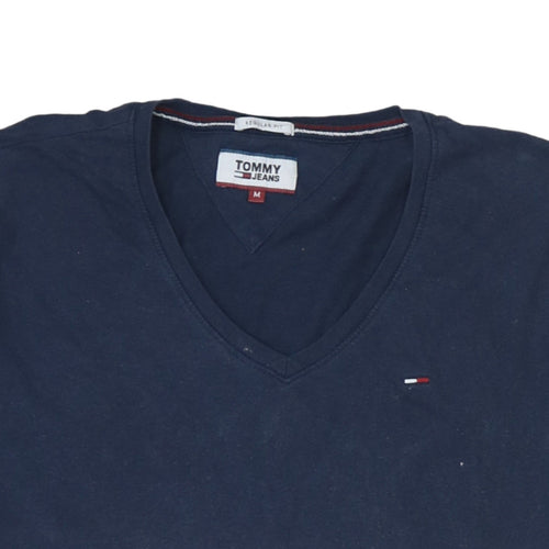 Tommy Jeans Men's Navy Blue V-Neck Regular Fit T-Shirt Size M