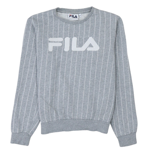 Fila Womens Grey Pinstripe Logo Sweatshirt XXS/6 Casual Pullover