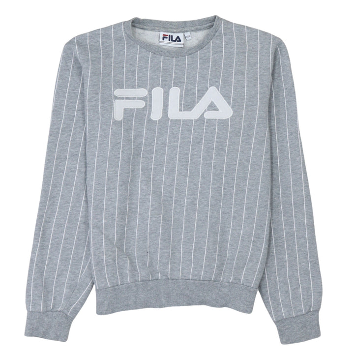 Fila Womens Grey Pinstripe Logo Sweatshirt XXS/6 Casual Pullover