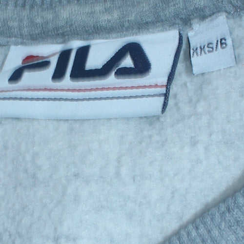 Fila Womens Grey Pinstripe Logo Sweatshirt XXS/6 Casual Pullover