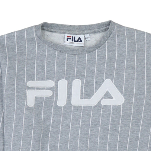 Fila Womens Grey Pinstripe Logo Sweatshirt XXS/6 Casual Pullover