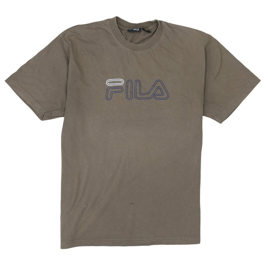 FILA Men's Brown Crew Neck Short Sleeve T-Shirt Size L Casual Logo Tee