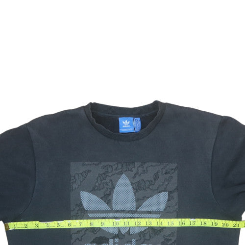 Adidas Mens Black Crew Neck Logo Pullover Sweatshirt Size M